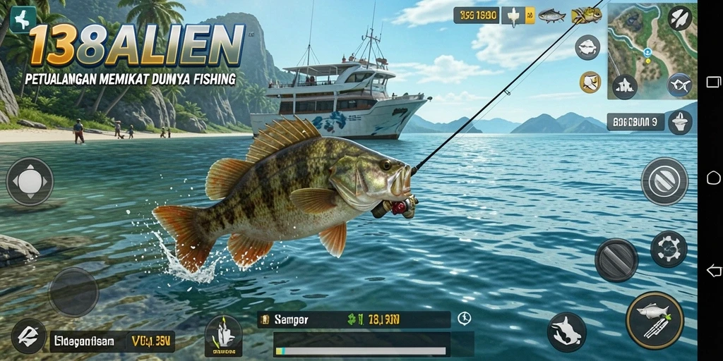 Screenshot gameplay 138ALIEN menampilkan aksi memancing yang seru.
