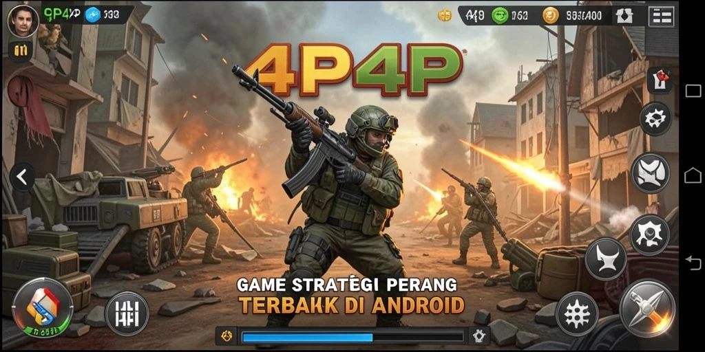 Tampilan gameplay strategis di 4P4P dengan pertempuran yang intens.