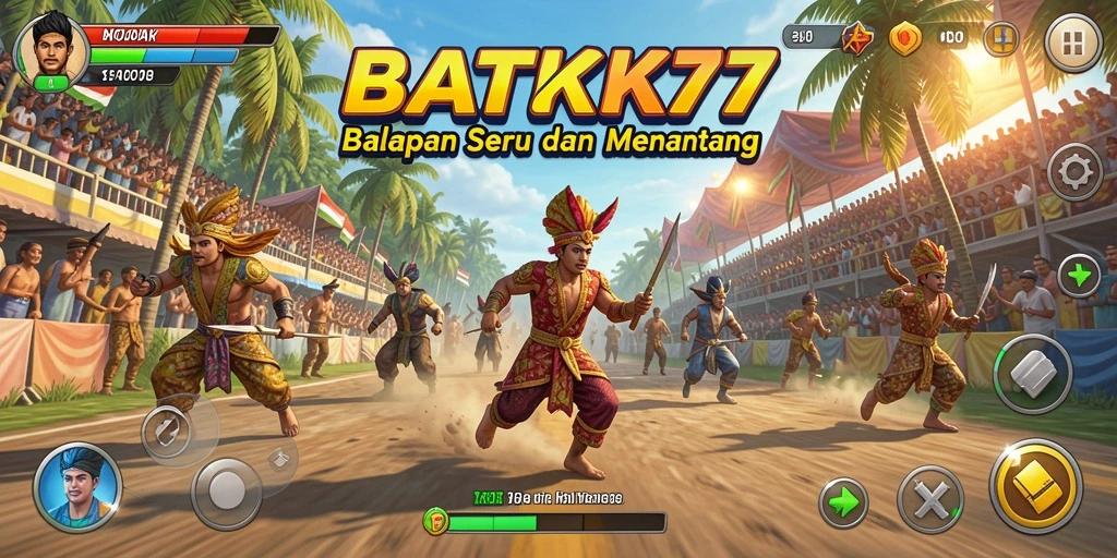 Screenshot gameplay <strong>BATIK77</strong> menunjukkan aksi balapan yang mendebarkan.