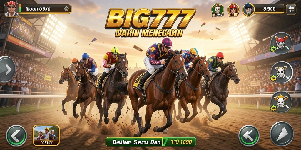 Screenshot gameplay BIG777 menampilkan aksi balapan yang mendebarkan.