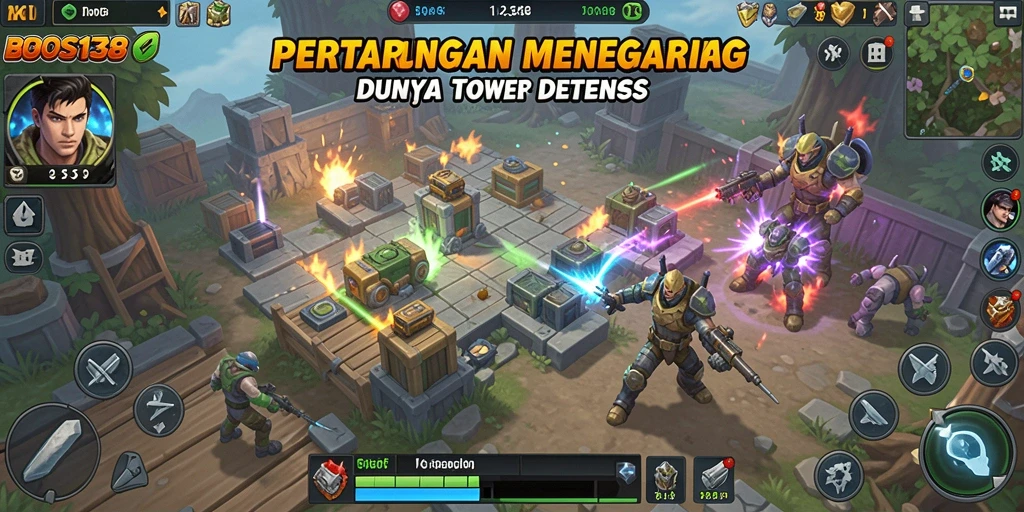Menampilkan aksi mendebarkan dari permainan Tower Defense BOS138.