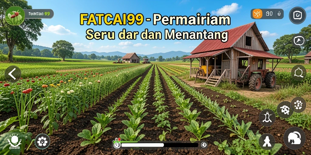 Tampilan gameplay seru di FATCAI99 dengan berbagai tanaman dan hewan.