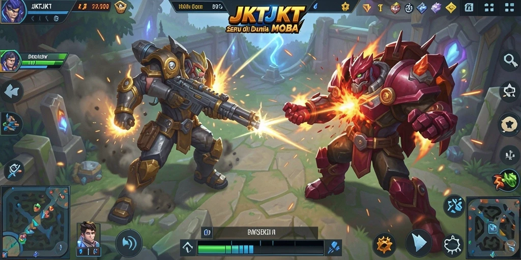 Screenshot gameplay JKTJKT yang menunjukkan aksi seru di arena
