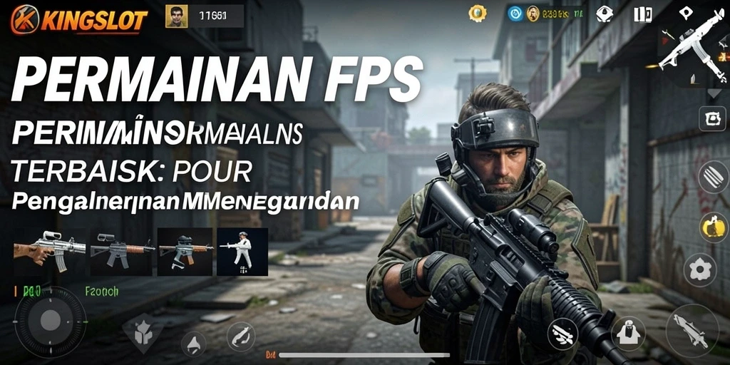 Tampilan gameplay KINGSLOT yang intens dan mendebarkan dalam pertempuran FPS.