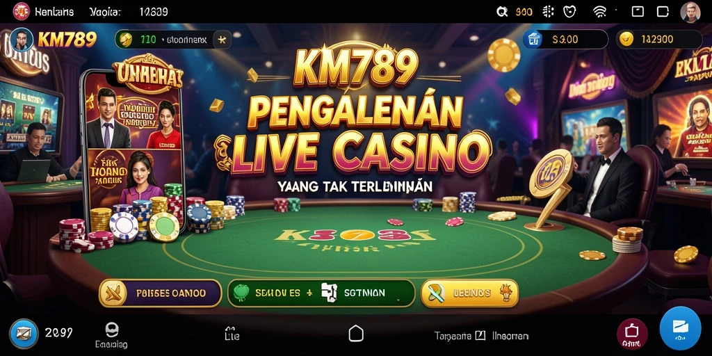 Screenshot utama KM789 menampilkan dealer profesional dalam suasana Live Casino.