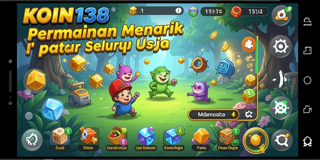 Tampilan gameplay KOIN138 yang penuh warna dan menantang.