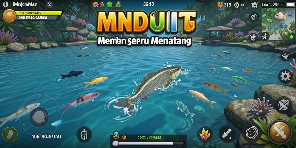 Screenshot MNDUIT menampilkan gameplay memancing yang mendebarkan.