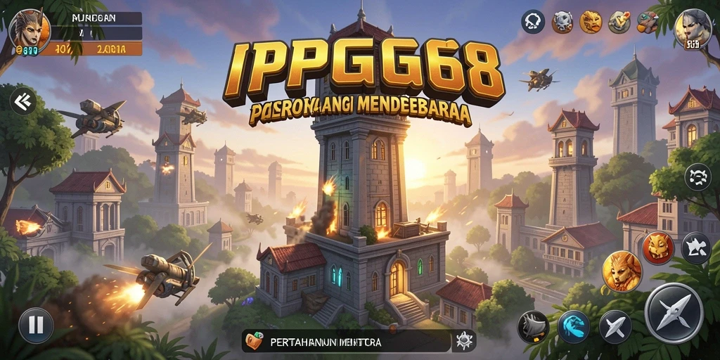Tangkapan layar utama PGG68 menampilkan aksi seru dalam gameplay Tower Defense.